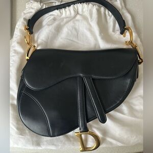 Authentic Dior Black Saddle Bag w/ Gold Hardware